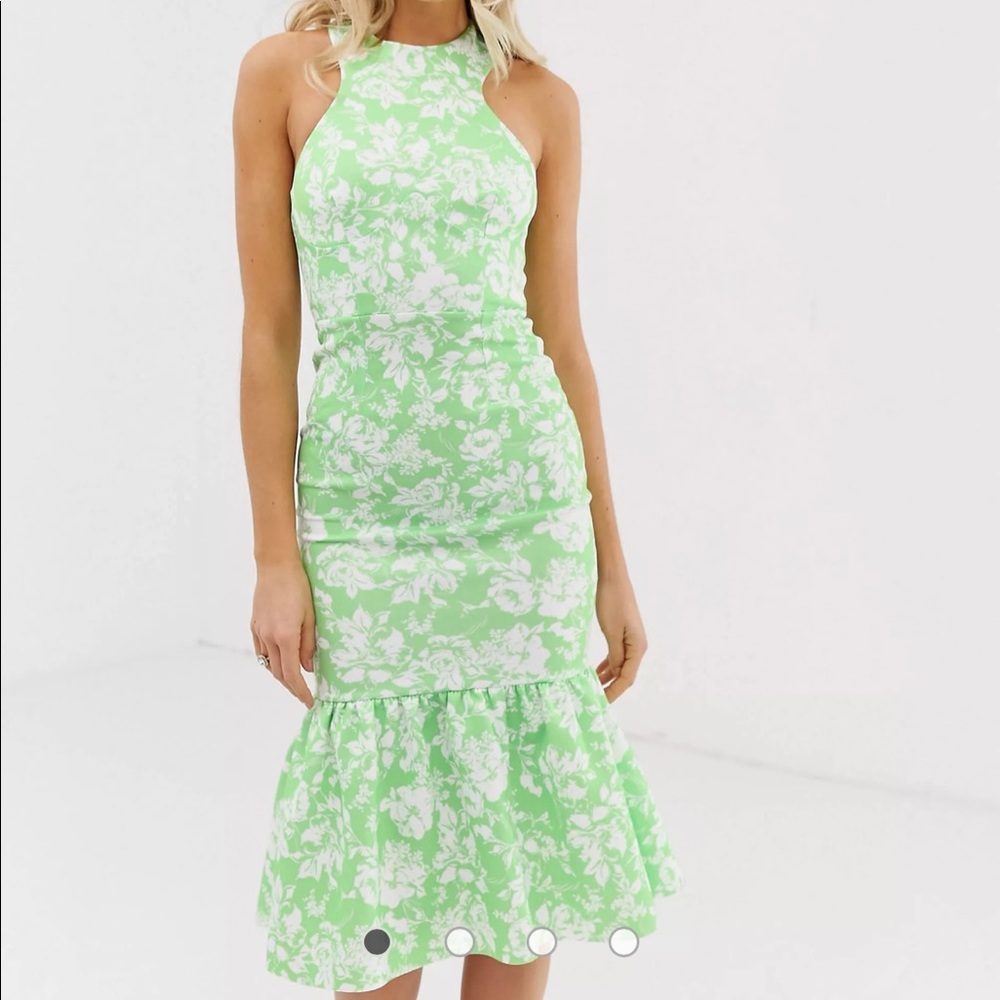 floral print halter maxi dress with fishtail